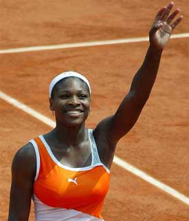 Serena Williams of the USA waves to the crowd