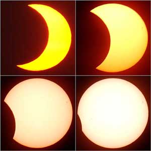 Stages of the Sun as it is partially covered by the Moon