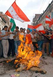 Activists from five opposition political parties burn effigies