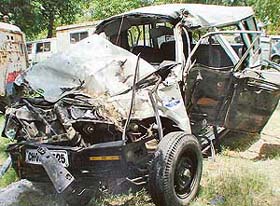 The Tata Sumo that met with an accident at SAS Nagar