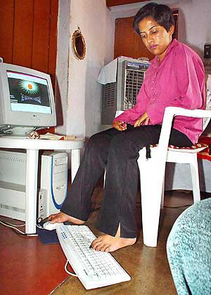 Sunita uses a computer at her house