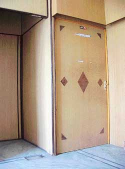 The locked office of Wings Webtech Pvt Ltd opposite the Bank of Punjab on Pakhowal Road 