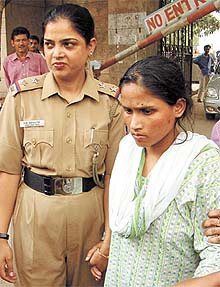 Gauri Jena, who was arrested for murdering an old woman in GK-I, being produced at Patiala House