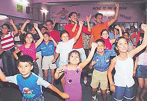 Children go footloose during a workshop at the Indo-British Institute of Arts and Fitness in Ludhiana