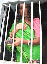 Lakshmi Ghosh (35), a housewife, who has been kept in chains in her room in Malda district of West Bengal.