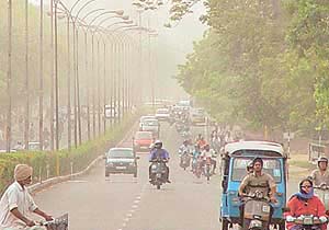 This is not fog, but a dust cover over Chandigarh and the surrounding areas