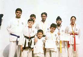 Panchkula Taekwon-do players who won medals in the North East ITF Taekwondo Championship.