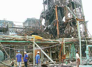 This is what remains of the Module IB at the Ranbaxy Laboratories Limited unit in SAS Nagar after a series of blasts that took place in the factory on Wednesday night.