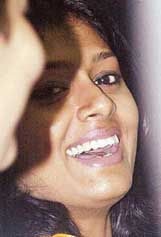 Bollywood actress and social film-maker Nandita Das shares a light moment at a book release function titled �Sita�s Curse: Stories of Dowry Victims�in New Delhi on Thursday.