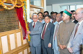 Mr Justice V.N. Khare inaugurates the new building of the Himachal High Court in Shimla on Friday.