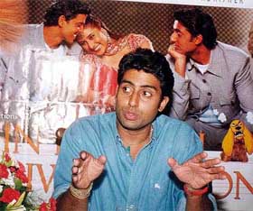 Bollywood star Abhishek Bachchan addresses a Press conference 