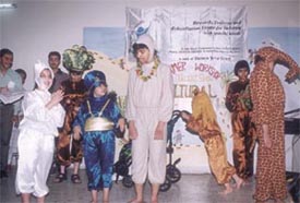 Children with special needs enacting a play as part of the annual summer workshop