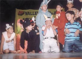Students of Children�s Valley stage a play based on a Panchatantra tale