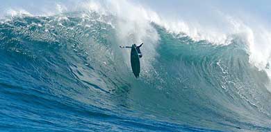 Greg Long of the US surfs during a practice session for the Big Wave Africa