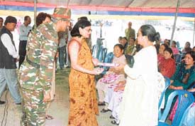 Widows being honoured somewhere in the Northern sector