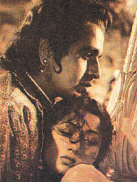 Dilip Kumar and Madhubala in Mughal-e-Azam.