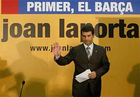 Joan Laporta at a Press conference