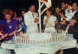 Saddam Hussein celebrates his birthday
