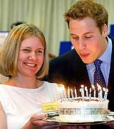 Britain's Prince William blows out 21 candles