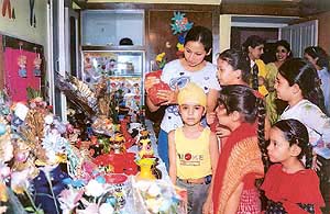 Children display their creations at a summer camp at Swiss International Public School, Model Town, Ludhiana