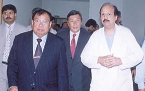 Prime Minister of the Lao People�s Democratic Republic Bounnhang Vorachit at the Escorts Heart Institute and Research Centre in the Capital