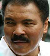 Boxing legend Muhammad Ali arrives in Dublin to watch the first day of the week-long 2003 Special Olympics