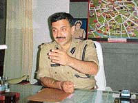 The new DIG, Mr Sidharth Chattopadhaya, talks to mediapersons after joining office