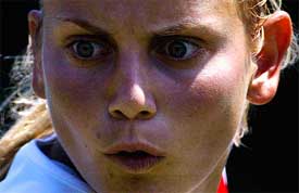 Yugoslavia's Jelena Dokic returns to Britain's Elena Baltacha