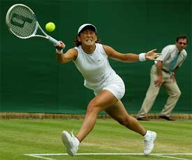 Japan's Ai Sugiyama returns to Slovakia's Eva Fislova