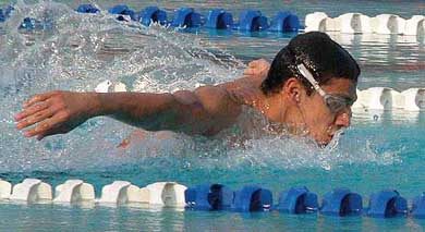 Rehan Poncha of Karnataka, who made a new record in the 400-metre individual medley event