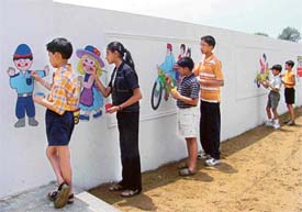 Kids in action at a summer camp at Chanda Mama Play School on Friday