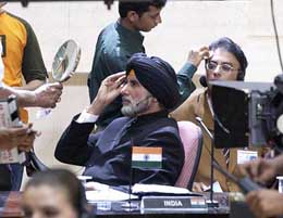 Amitabh Bachchan prepares for the muhurat shot of his new movie "Ab Tumhare Hawale Watan Sathiyo"