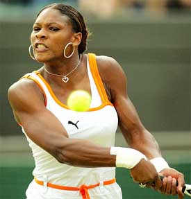 Serena Williams of the US returns to Belgium's Els Callens