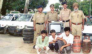 Three burglars arrested by the Chandigarh Police on Saturday.