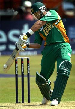 South Africa's Jacques Kallis plays a stroke