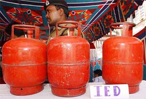 Three gas cylinders, containing improvised explosive devices, were recovered by BSF troops 