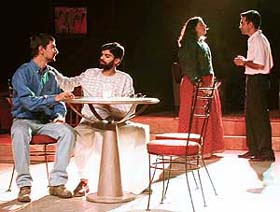 A scene from the play "Saanp Seedhi" staged at DAV College, Sector 10, Chandigarh