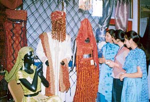 NIFD students display their collections at an exhibition in Ludhiana on Sunday.