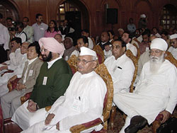 Punjab Chief Minister Amarinder Singh and former Haryana Chief Minister Bhajan Lal along with other senior leaders at the Vichar Manthan Shivir 