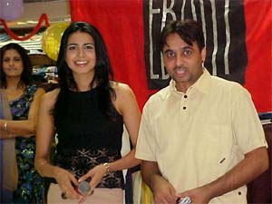 Miss India Nikita Anand and Bhagwant Mann at a function in Jalandhar on Monday.