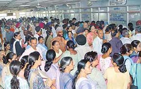 People crowd the RLA office in Chandigarh
