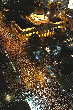 Tens of thousands of protesters surround the Legislature Council at Hong Kong's central business district