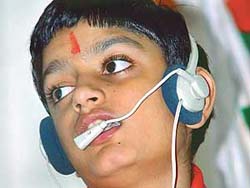 A mentally challenged child performs at the first anniversary of Sawera, Sector-32, in Chandigarh on Thursday.