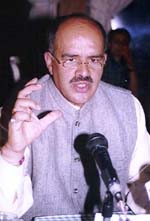 BJP Spokesman Ganesh Dut addresses a Press conference in Shimla 