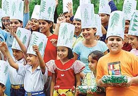 Students who were awarded in the inter-school drawing and colour competition at Bal Bhavan 