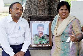 Parents of Major Yogesh Gupta speak to mediapersons in Ambala 