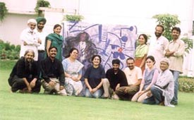 Ms Seema Verma and her team of artists, who painted the ceilings of the charitable wards of Venu Eye Institute