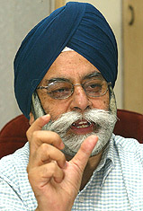 Prithipal Singh, chairman of the state-run Bharat Sanchar Nigam Limited, India's largest telecom firm, gestures during an interview