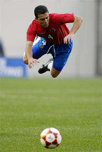 Costa Rica's Alexander Castro flies through the air 