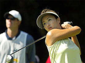 Grace Park tees off at the 11th hole